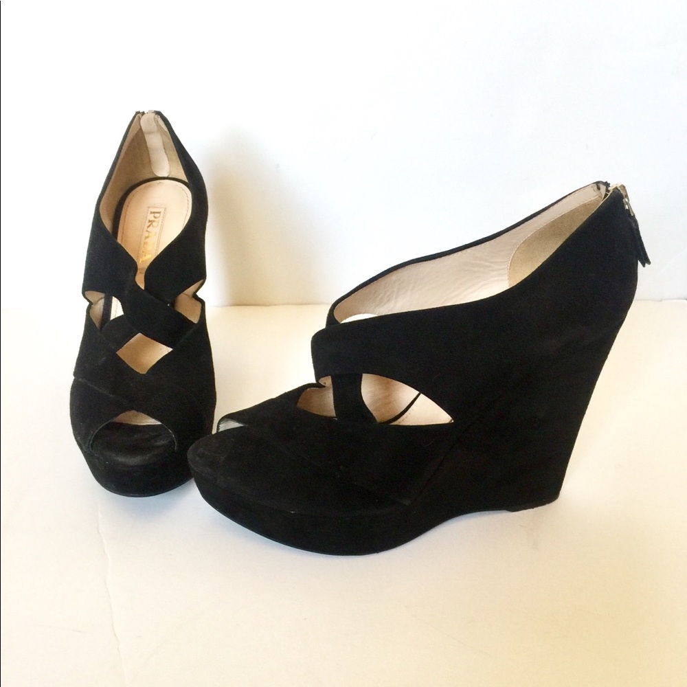 Prada Suede Platform Wedge Heels size US 9 EU 40
